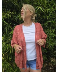 Kimono flor coral