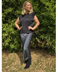 Falda raso gris marengo