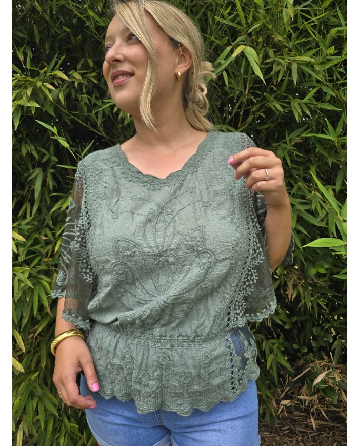 Camiseta mariposa kaki