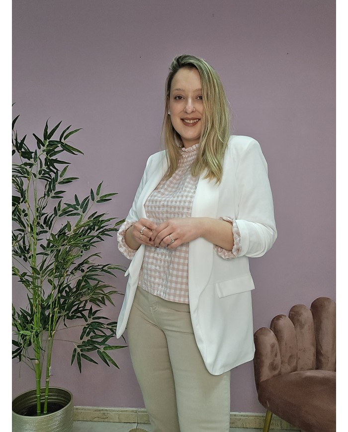 Blazer frunce Blanca